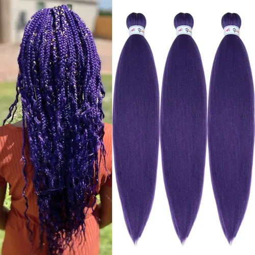 Vista 61 de Pelo trenzado corto 1B negro preestirado Extensiones de pelo trenzado para niños para trenzas de caja sin nudos, pelo trenzado preestirado de 16