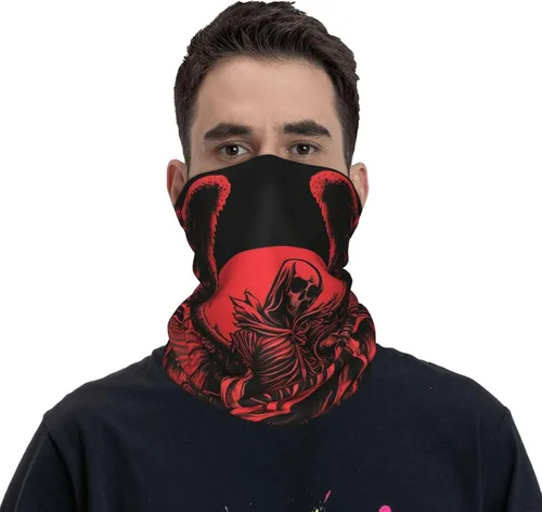 Vista 2 de HERRECX grim reaper skull angel demon skeleton red Neck Gaiter Face Cover Scarf Balaclava Bandana for Women Men Gaiter Mask for Motorcycle Cycling