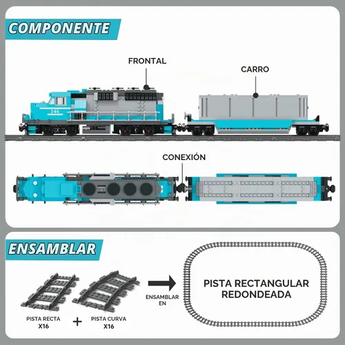 Vista 2 de Juego de construcción de tren urbano, juguetes de construcción de trenes
