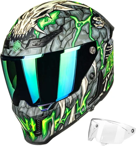 Vista 11 de ILM Cascos para Motocicleta para Adultos Hombres Mujeres Casco Integral DOT ECE con Visor Dual para Carreras en Calle con Pinlock Modelo MF509