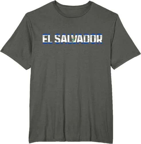 Vista 5 de Camiseta Vintage Pride con bandera salvadoreña de El Salvador, Negro