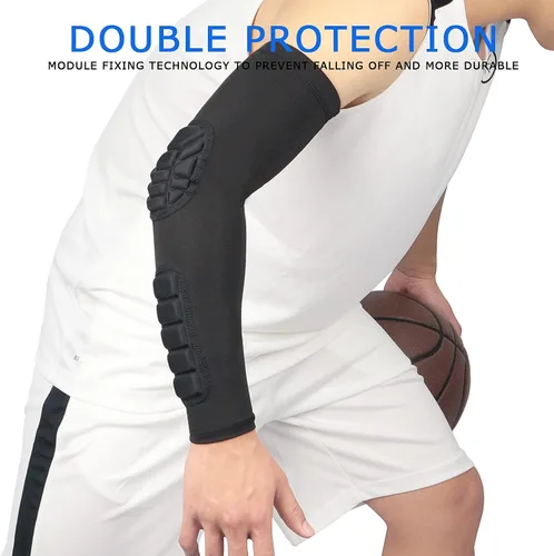 Vista 6 de Hobrave Mangas acolchadas para brazos, paquete de 2 almohadillas de protección de compresión para codo y antebrazo a prueba de golpes para Negro
