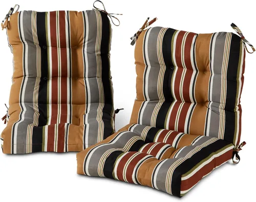 Vista 42 de Cojines para silla de exterior con bisagras, diseño de una sola pieza, cojín reversible para asiento y respaldo de patio con lazos, tela de Aloha