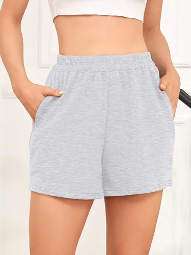 Vista 2 de AUTOMET Pantalones cortos deportivos de cintura alta para mujer, pantalones cortos casuales de descanso, pantalones cortos de entrenamiento