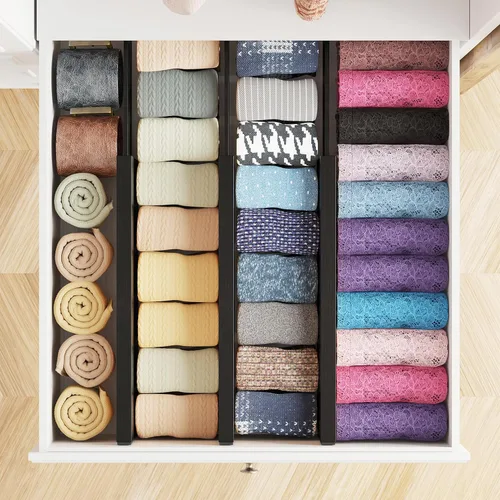 Vista 4 de SpaceAid - Separadores de cajones de bambú para cómoda de 6 piezas, organizadores de cajones ajustables de 4.65" de alto, 12.5"-17" de ancho