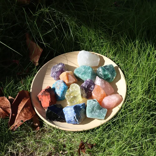 Vista 2 de Cristales crudos de 0.88 libras / 14.11 oz, piedra natural curativa de 1 pulgada para cuenco de mesa, meditación de yoga, macizos de flores, jardín