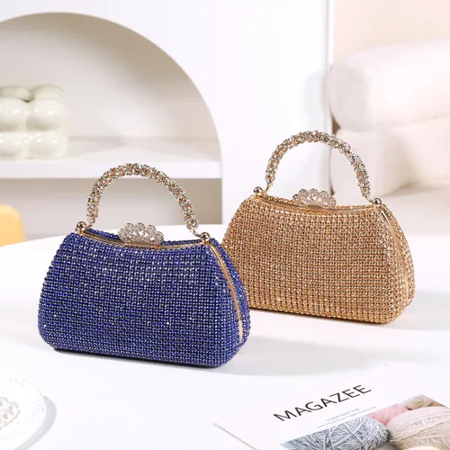 Vista 3 de Dreubea Bolso de mano hermoso para mujer, bolso de mano de moda brillante con diamantes de imitación
