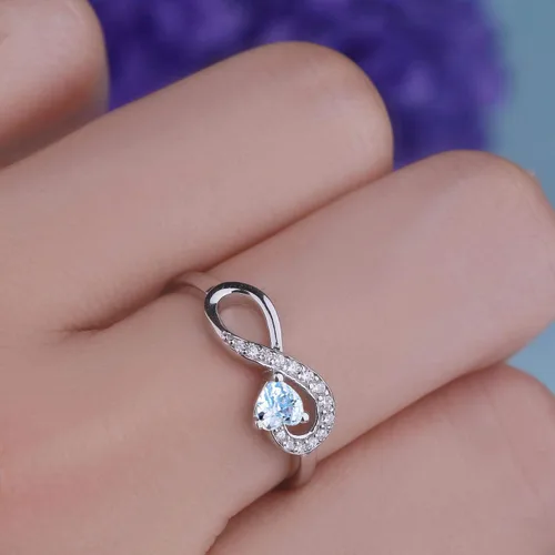 Vista 47 de Anillo Jo Wisdomo de compromiso. de plata esterlina, con corazón e infinito, anillo de amistad, para ella