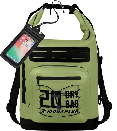 Vista 97 de MORXPLOR Bolsa seca impermeable, 5L/10L/20L/30L/40L/55L Mochila seca con funda impermeable para teléfono para natación, kayak