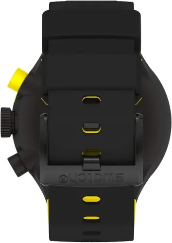 Vista 4 de Swatch Correa de silicona de cuarzo, negro, reloj casual 20 (modelo SB02B403), amarillo, Negro