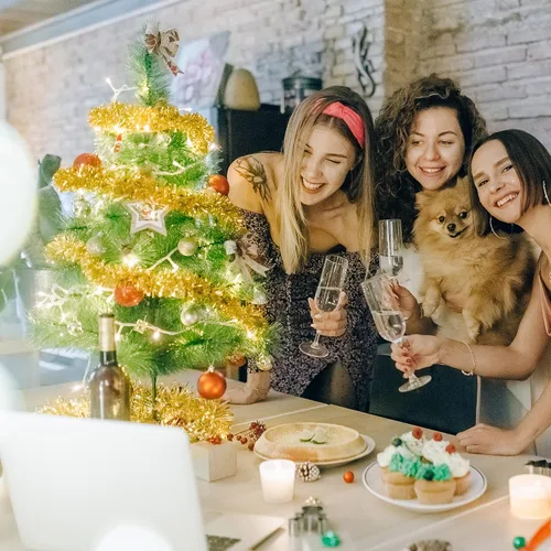 Vista 6 de [Usado] CANREVEL 4 Piezas 26.2 Pies Guirnalda de Navidad de Espumillón Metálico Brillante Trenzado Decoraciones Colgantes para Árbol de Navidad