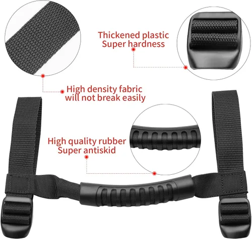 Vista 3 de Bentolin 4 x Asas de Agarre de Barra Antivuelco Compatibles para Jeep Wrangler YJ TJ JK JKU JL Sports Sahara Freedom Rubicon X & Unlimited X Negro