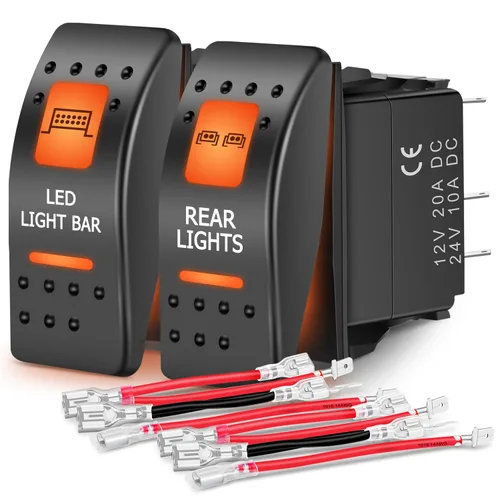 Vista 23 de Nilight - Interruptor basculante de luces de respaldo para UTV, encendido/apagado, interruptor de barra de luz LED de 5 pines SPST