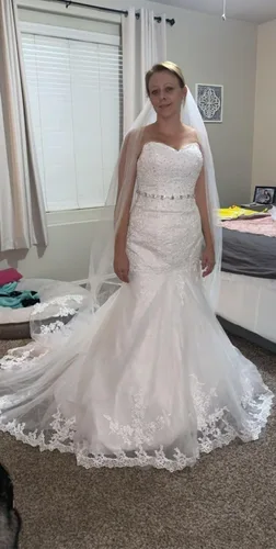 Vista 4 de Vestido de novia formal sin tirantes con encaje, largo de sirena para mujer 2019 WD162