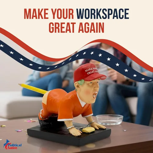 Vista 6 de Political Satire Soporte para bolígrafo Donald Trump, mercancía de Donald Trump. Regalos divertidos para hombres, regalos de elefante blanco