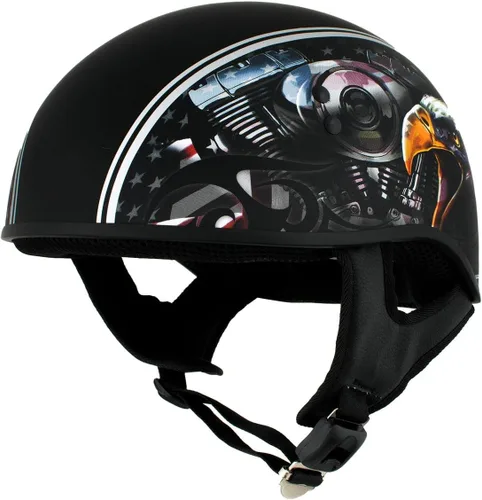 Vista 12 de Hot Leathers Avanzado Moto DOT Skull Cap Classic Half Cascos Biker HLD HLT