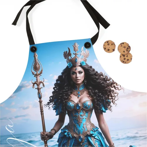 Vista 2 de Yemanja goddess of the Sea Apron Apron For Women Apron For Men Yemanja Apron Santeria Apron Madrina Apron Delantal Santo