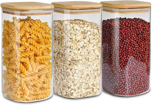 Vista 13 de ComSaf Recipientes de almacenamiento de alimentos con tapas herméticas, juego de 6, recipiente de vidrio transparente con tapa de sellado