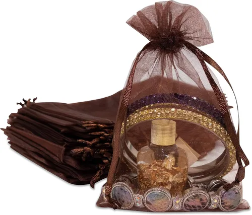 Vista 33 de TheDisplayGuys - Paquete de 48 bolsas de regalo de organza transparente negra de 2 x 2-3/4 pulgadas con cordón, bolsas de regalo para joyas, bolsas