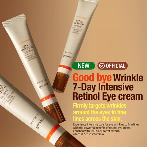 Vista 2 de GOODAL Black Carrot Vita-A Crema de ojos con retinol, crema diaria debajo de los ojos, cuidado de la piel suavizante e hidratante, K-Beauty, cuidado
