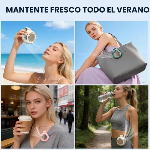 Vista 7 de Mini ventilador portátil sin aspas con clip, ventilador de clip de 5 Verde