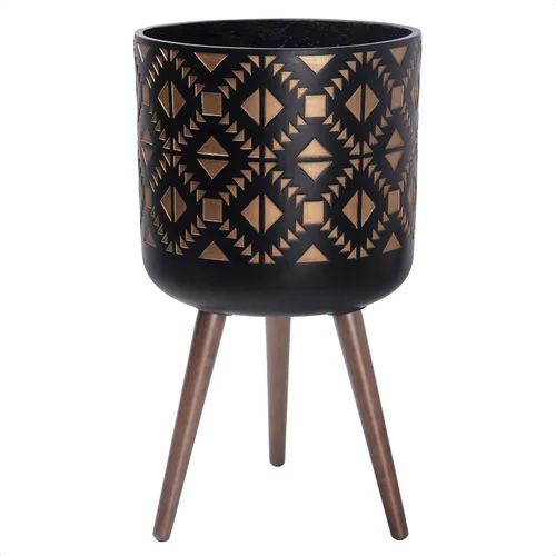 Vista 16 de D'vine Dev Maceta de 12 pulgadas con soporte, maceta alta de mediados de siglo con patas para plantas de interior, bronce/negro, 88-G-C-6