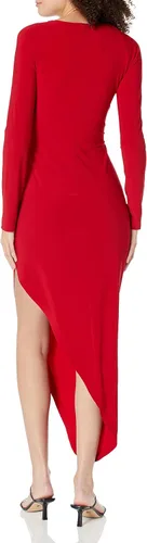 Vista 2 de Norma Kamali Vestido de manga larga para mujer, Rojo