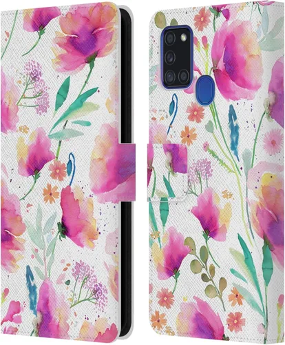 Vista 239 de Head Case Designs Officially Licensed Ninola Abstract Poppies Lilac Floral Leather Wallet Case Compatible with Samsung Galaxy A07 4G