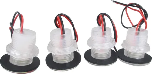 Vista 4 de Pactrade Marine 4 Piezas Bote LED Livewell Botón Redondo Azul Cortesía Luz OEM Impermeable