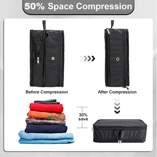 Vista 5 de Cubos de compresión extra grandes para artículos esenciales de viaje, paquete de 2 cubos de viaje expandibles para bolsas de embalaje, organizador