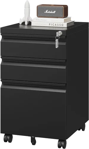 Vista 10 de PEUKC Archivador de 2 cajones con cerradura, archivador de metal debajo del escritorio para tamaño carta/legal/A4 para oficina en casa, archivadores