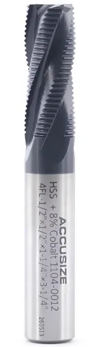 Vista 12 de Accusize Industrial Tools Diente fino M42 8% cobalto Tialn desbaste molino de extremo, 1 '' de diámetro, 1 '' diámetro del vástago, 2 '' longitud