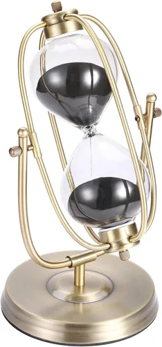 Vista 6 de SuLiao Reloj de arena vacío, marco grande de latón de 10 pulgadas con rotación de 360°, temporizador de arena DIY para ceremonia de boda, antiguo