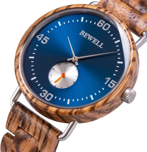 Vista 2 de BEWELL Wood Watches for Men Minimalist Style Quartz Stainless Steel Combined Wooden Watches Mens