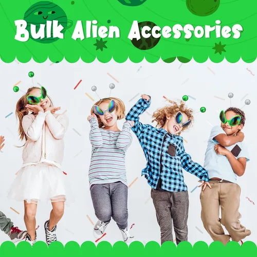 Vista 5 de 48 Pcs Alien Glasses and Headband Set Alien Rainbow Lens Sunglasses Glasses Boppers Antenna Glitter Martian Headband