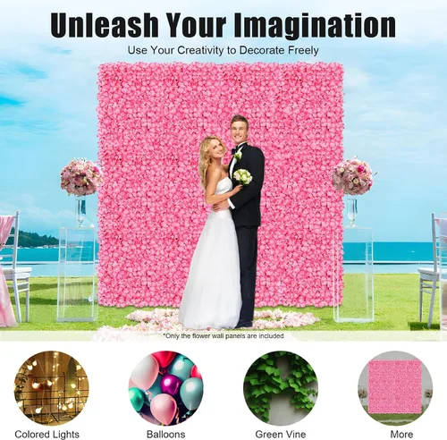 Vista 3 de Arreglo de flores artificiales para decoración de paredes; paneles decorativos con hortensias artificiales para el hogar, fiestas, bodas, Navidad