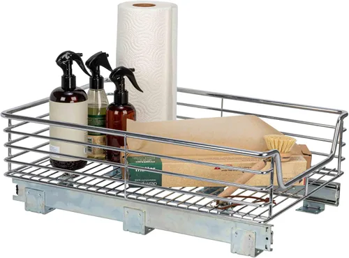 Vista 21 de Household Essentials Glidez - Organizador de almacenamiento multiusos de acero cromado extraíble/deslizante para uso debajo del gabinete - Diseño