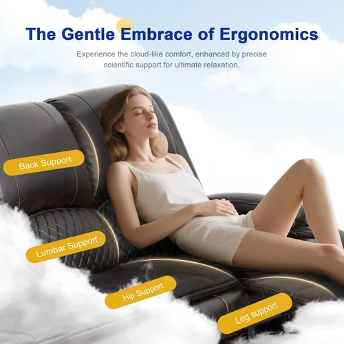 Vista 6 de Sofá reclinable mejorado 2026 de 3 plazas con sillón reclinable, asiento de cine en casa con consola elevable y reposabrazos extraíbles, sofá manual