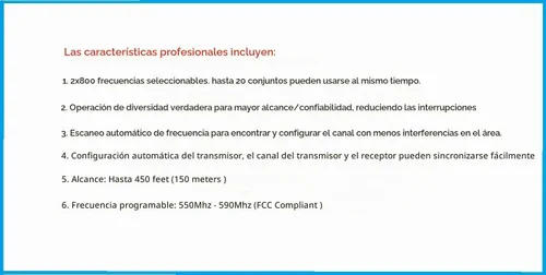 Vista 4 de GTDaudio Sistema de micrófono inalámbrico de diversidad UHF de 2x800