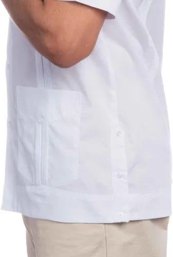 Vista 6 de Camisa tradicional de manga corta para hombre de mezcla de algodón Guayabera