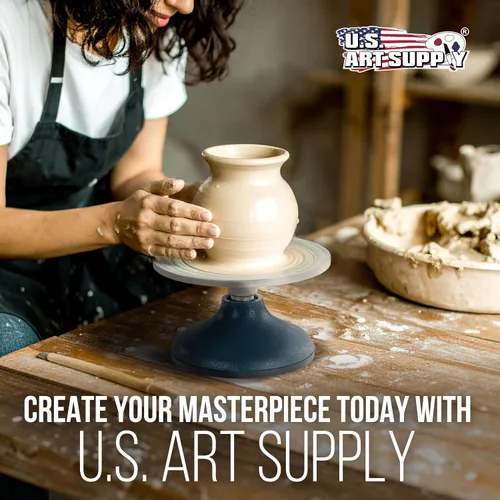 Vista 6 de US Art Supply Rueda de esculpir de 7 pulgadas de diámetro, construcción de metal resistente y plato giratorio con rodamientos de bolas