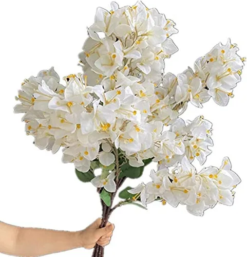 Vista 11 de 4 ramas de flores de buganvilla de seda artificiales montadas en el suelo, flor de buganvilla falsa 38.6 in/39 para centros de mesa de boda, flores