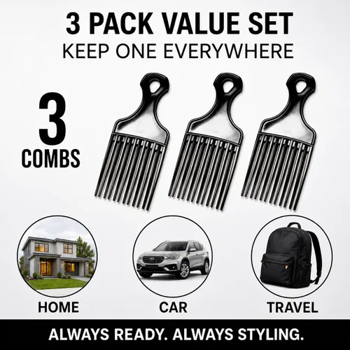 Vista 3 de Paquete de 3 peines para el cabello Afro Pick para hombres y mujeres, peine de elevación de 7 pulgadas para cabello rizado, rizado y texturizado