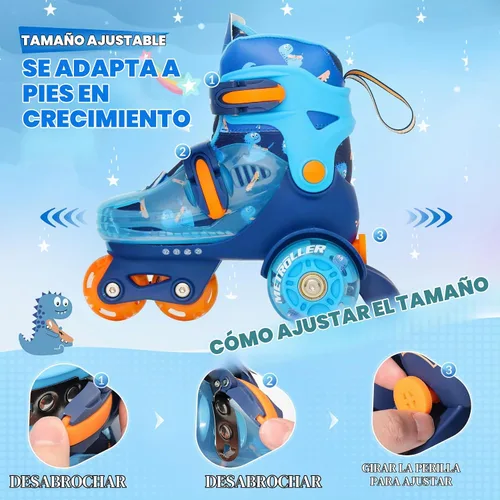 Vista 3 de METROLLER Patines de equilibrio con ruedas ajustables para niños pequeños de 3 a 6 años, arcoíris, unicornio, dinosaurios, patines con ruedas