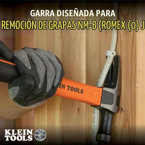 Vista 2 de Klein Tools H80718 Martillo de garra recta con cabeza lisa, 18 onzas, mango de agarre antideslizante de fibra de vidrio con orificio de sujeción, 15