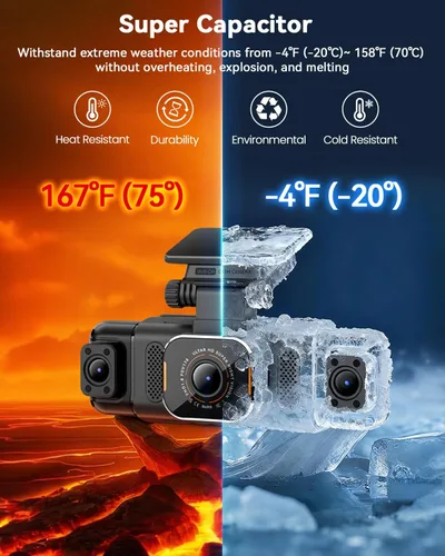 Vista 8 de Cámara de tablero N5 PRO 4K de 4 canales, vista panorámica de 360°, trasera e interior de 1080P, WiFi 5G 6 - hasta 10MB/s, GPS integrado, visión