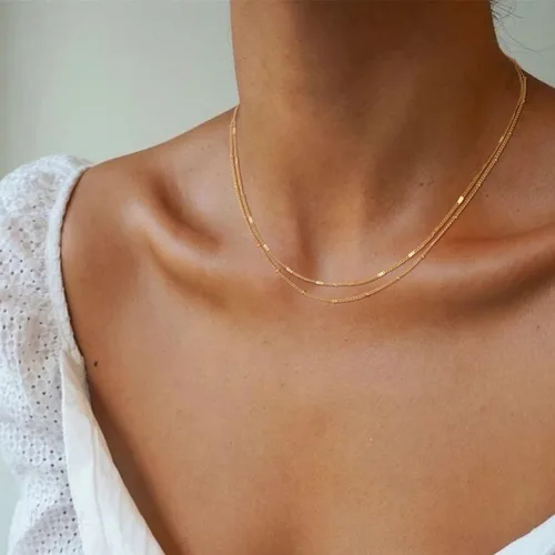 Vista 4 de CHESKY Collar con dije de satélite de moda para mujer, chapado en oro de 14 quilateschapado en plata, gargantilla delicada, collares de cuentas