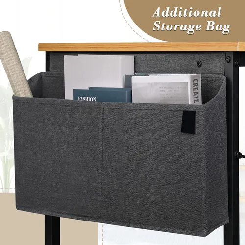 Vista 5 de Athena Collection Escritorio para computadora de juegos de 55 pulgadas, moderno escritorio de madera simple con bolsa de almacenamiento