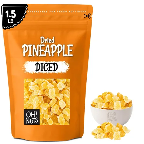 Vista 11 de Oh! Nuts Trozos de piña seca - Piña seca - Fruta seca de piña - 1 libra - Fruta deshidratada con menos azúcar añadido