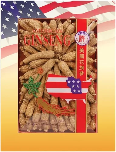 Vista 8 de Hsu's SKU 0130-4 Caja de raíces de ginseng americano de Wisconsin medio corto extra grande de 4 onzas para té, sopa y regalos, premium, sin OMG, sin